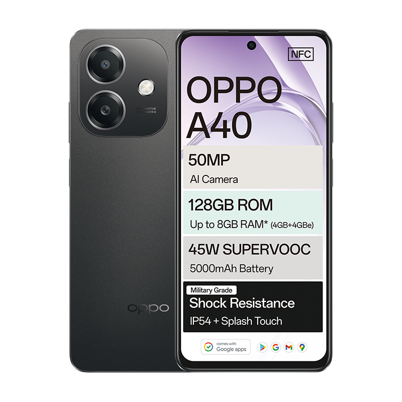 Oppo A40 4G Dual Sim 128GB - Black - Black