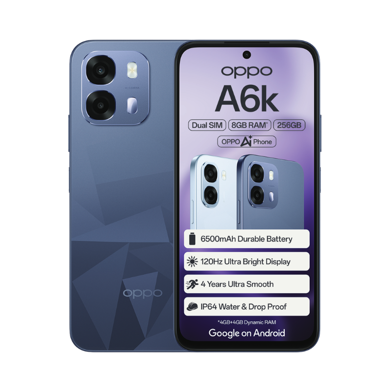 Oppo A6k 4G Dual Sim 256GB - Crystal Violet - Violet