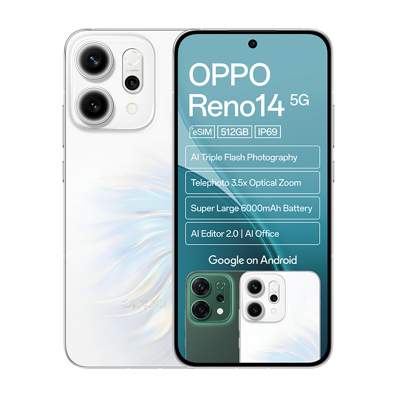 Oppo Reno14 5G Dual Sim 512GB - White - White