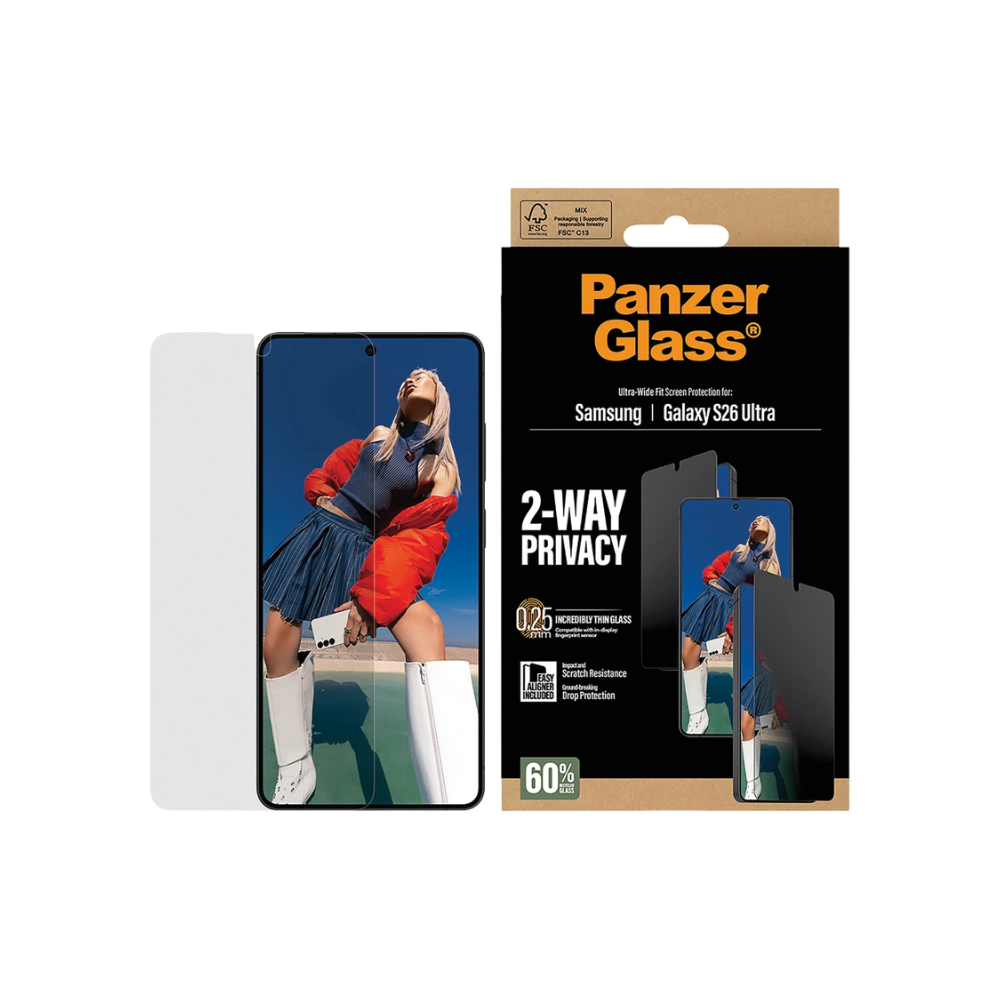 PanzerGlass 2-Way Privacy Screen Protector w. EasyAligner Samsung Galaxy S26 Ultra - Clear