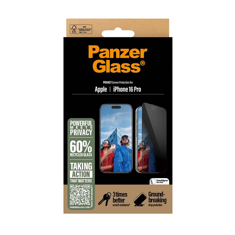 PanzerGlass Apple iPhone 16 Pro Privacy Screen Protector Ultra Wide Fit - Black - Black