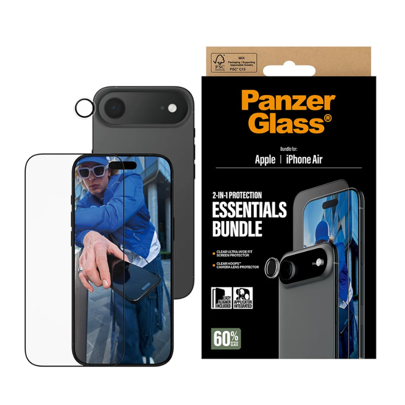 PanzerGlass Essentials Bundle Apple iPhone Air| Ultra-Wide Fit + Hoops