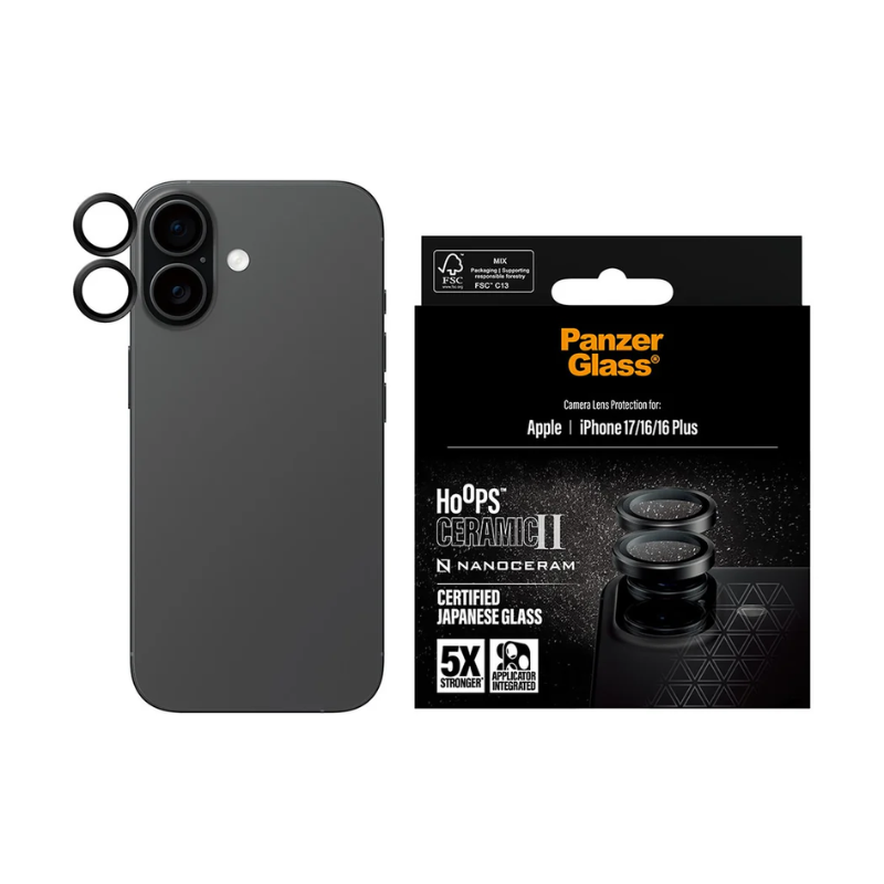 PanzerGlass Hoops Black Camera Lens Protector Apple iPhone 17 | iPhone 1 6| 16 Plus - Black
