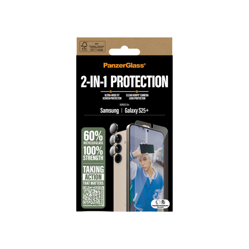 PanzerGlassScreen Protector and Hoops Samsung Galaxy S25+ - Clear