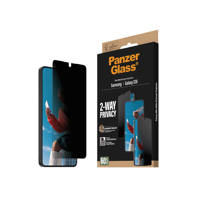 PanzerGlass 2-Way Privacy Screen Protector w EasyAligner Samsung Galaxy S26 - Clear
