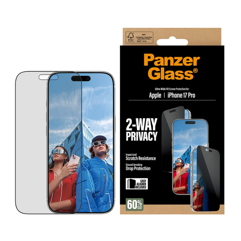 PanzerGlass 2-Way Privacy Screen Protector Apple iPhone 17 Pro | Ultra-Wide Fit EasyAligner
