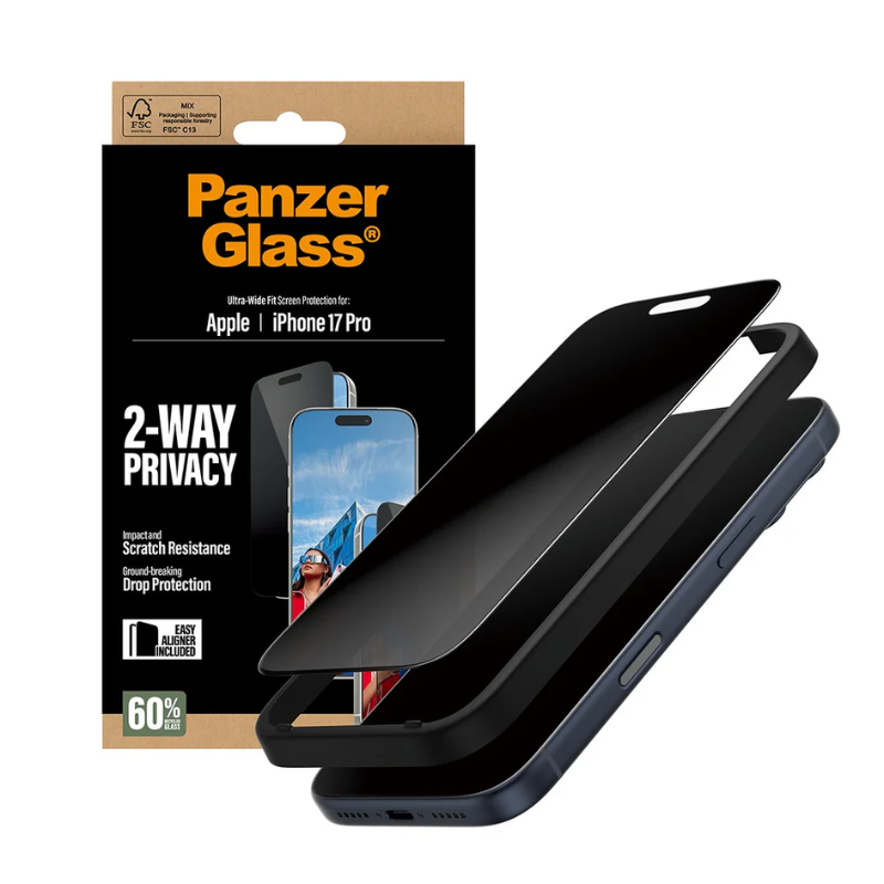 PanzerGlass 2-Way Privacy Screen Protector Apple iPhone 17 Pro | Ultra-Wide Fit EasyAligner