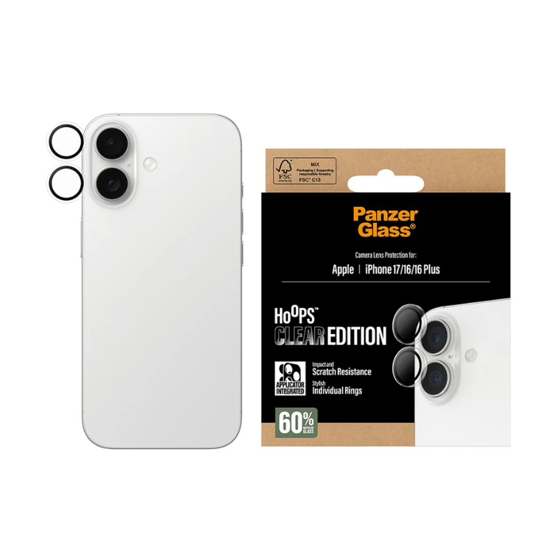 PanzerGlass  Hoops Transparent Camera Lens Protector Apple iPhone 17 | iPhone 16 | 16 Plus | Transparent