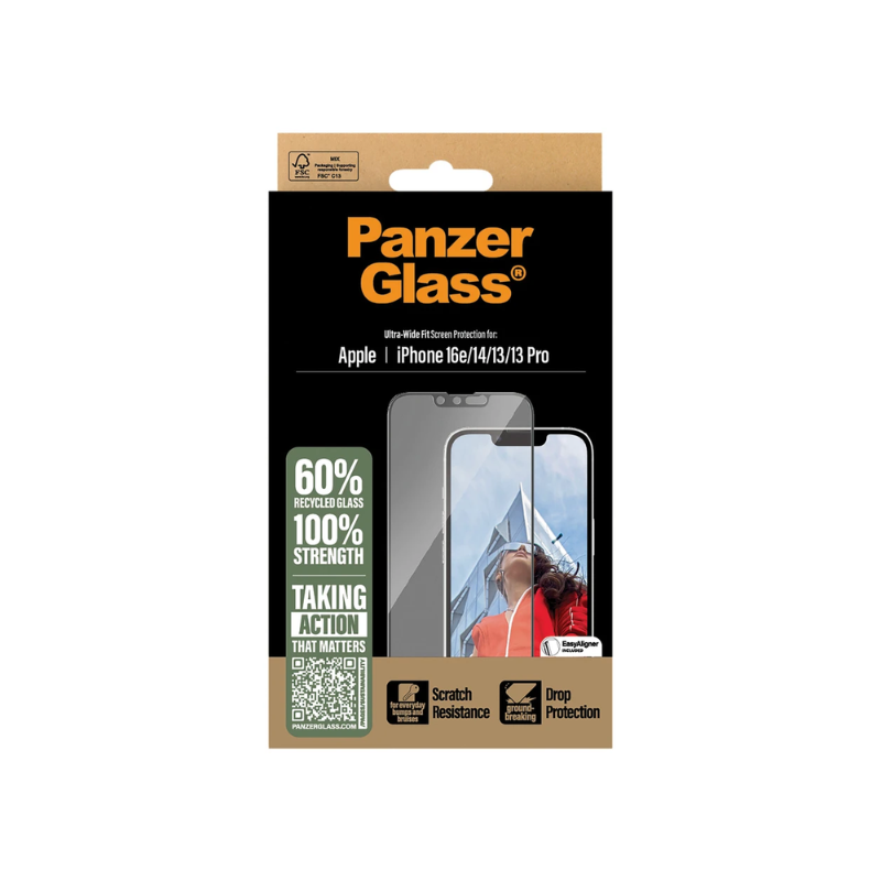 PanzerGlass Ultra-Wide Fit Screen Protector w. EasyAligner Apple iPhone 16e/14/13/13 Pro