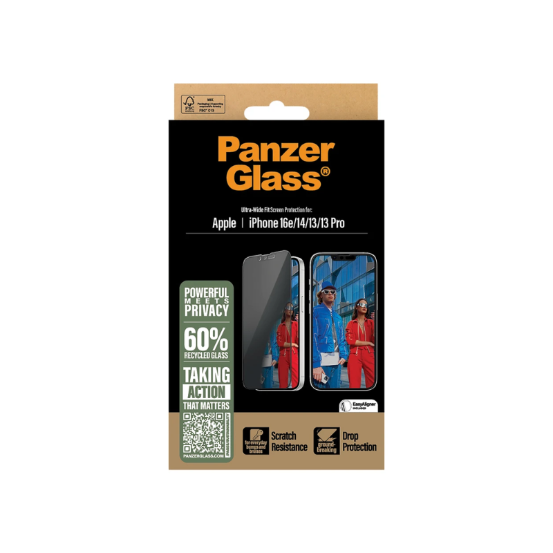 PanzerGlass 2-Way Privacy Screen Protector w. EasyAligner Apple iPhone 16e/14/13/13 Pro