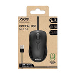 Port Connect Optical USB Mouse - Black - Black