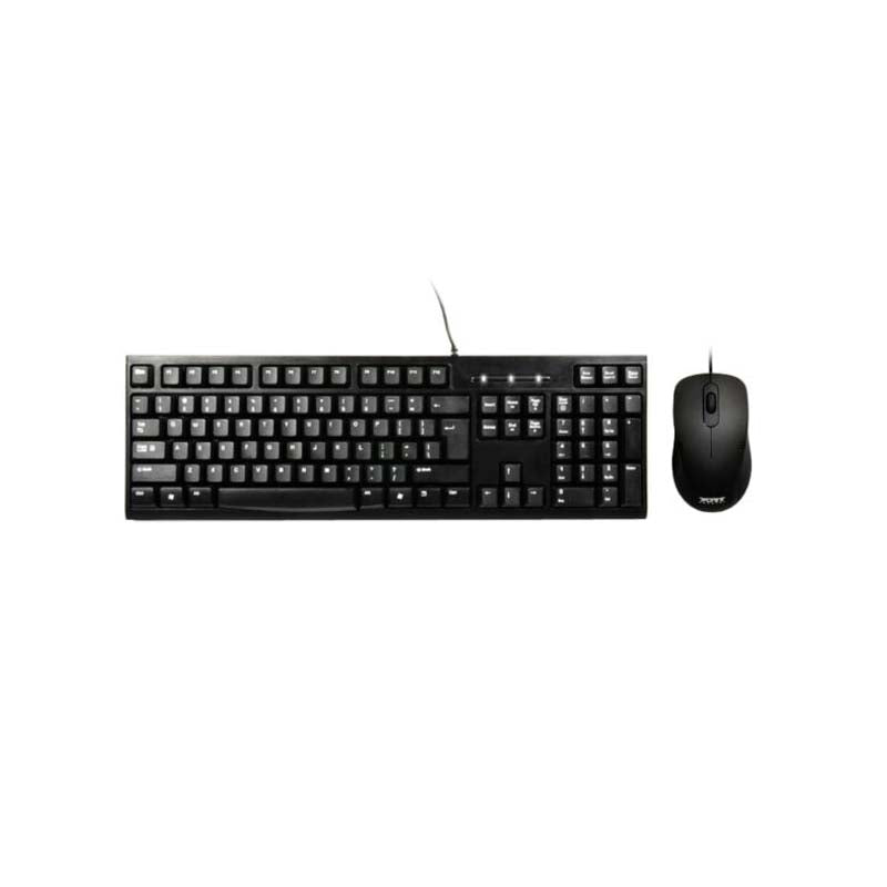 Port Design Combo Wired Mouse and Keyboard - Black - Black