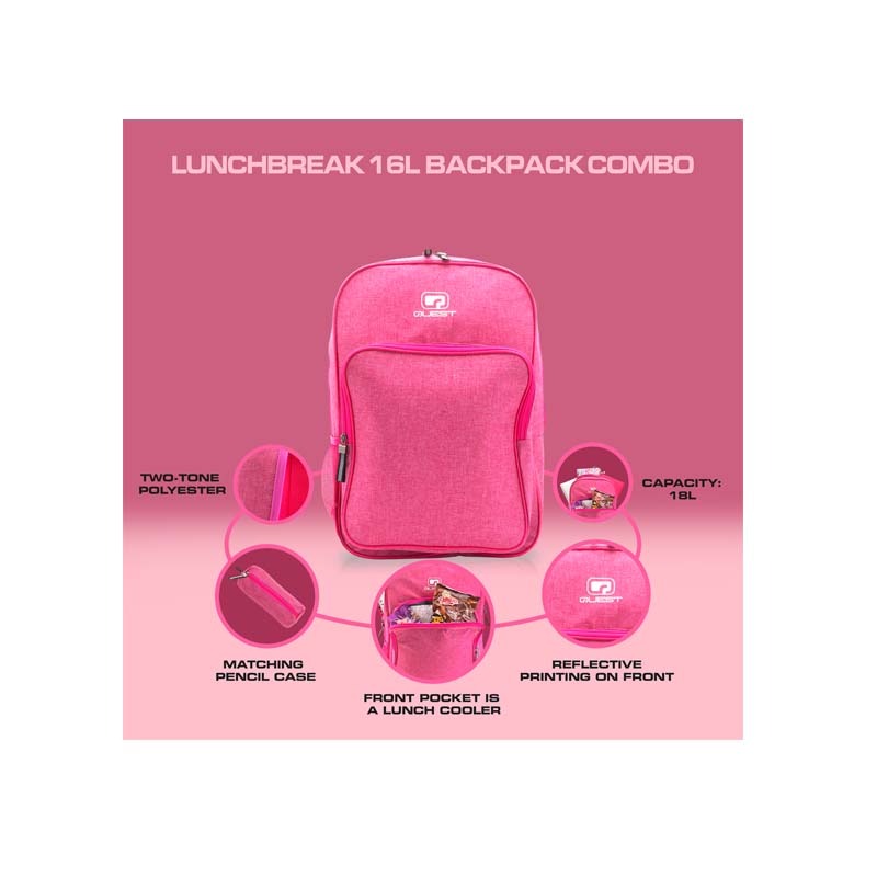 Quest Lunchbreak 16L Backpack Combo - Pink