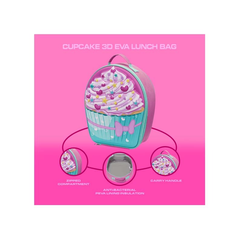 Quest Cupcake 3D EVA Lunch Bag - Pink