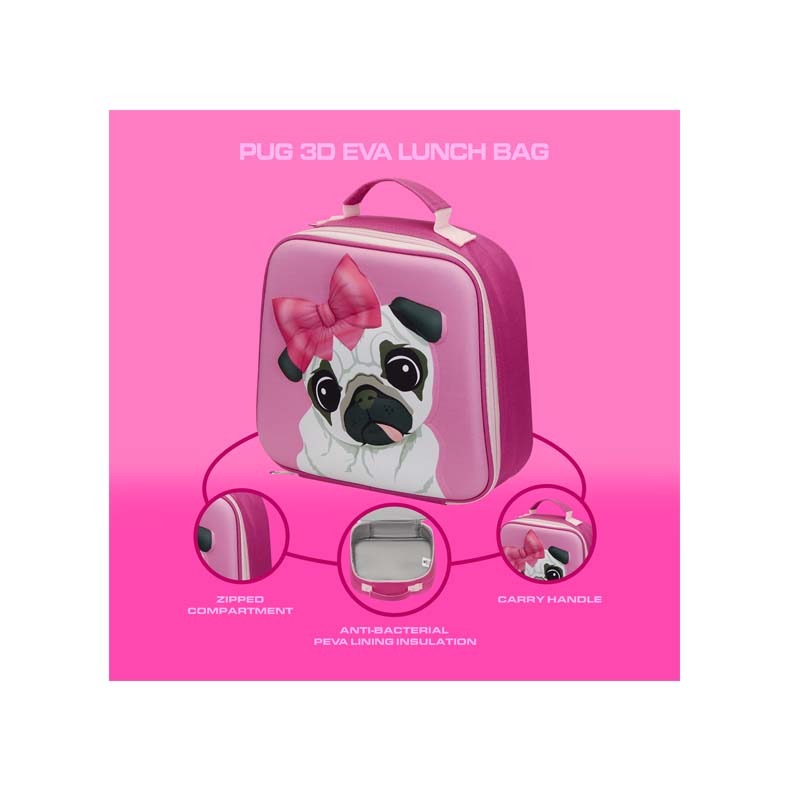 Quest Pug 3D EVA Lunch Bag - Pink