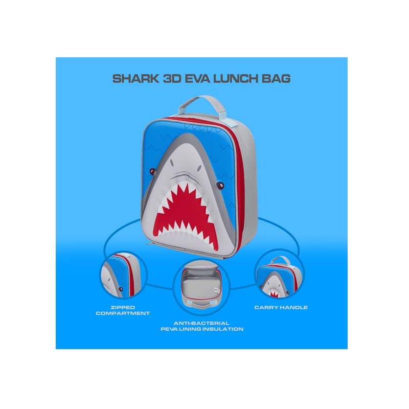 Quest Shark 3D EVA Lunch Bag - Grey