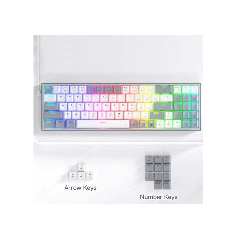 Redragon K628 Pollux 75% RGB Mechanical Keyboard - White / Grey
