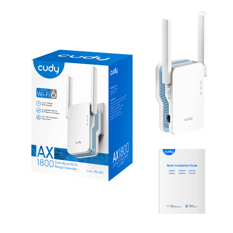 Cudy RE1200 1200Mbps Dual-Band Wi-Fi Range Extender - White