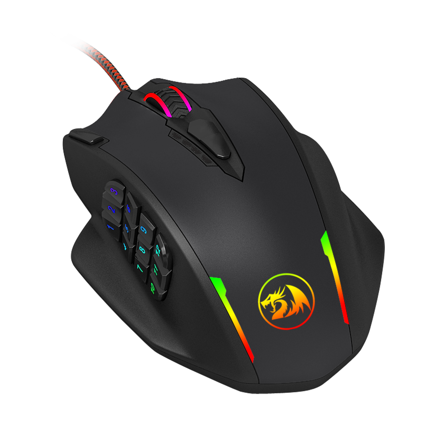 Redragon Impact 12400Dpi MMO Wired Gaming Mouse - Black - Black