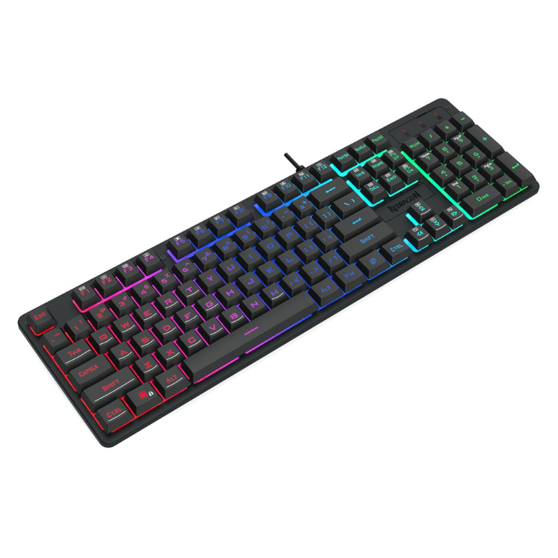 Redragon K521 Upgrade Rainbow LED 104-Key Membrane Gaming Keyboard - Black
