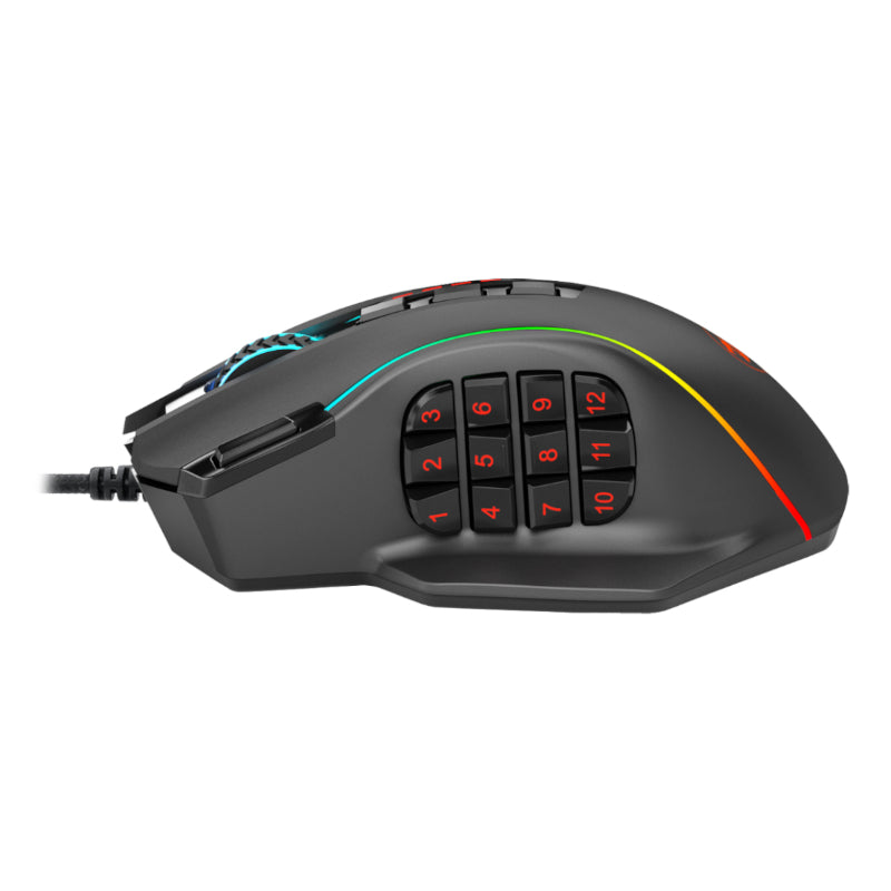 Redragon Perdiction 4 RGB MMO Ergo Wired Gaming Mouse - Black - Black
