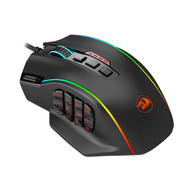 Redragon Perdiction 4 RGB MMO Ergo Wired Gaming Mouse - Black - Black