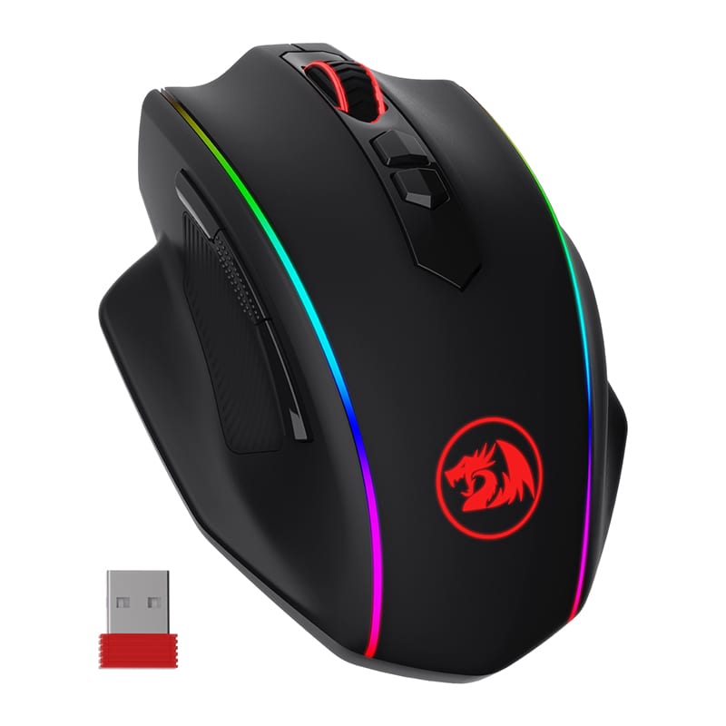 Redragon Vampire Elite Wireless 8 Button Ergonomic RGB Gaming Mouse - Black - Black
