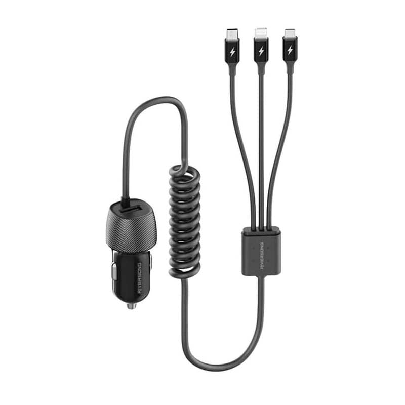 Riversong Safari C2 Built-in 3 in 1 Car Charger Cable - Black