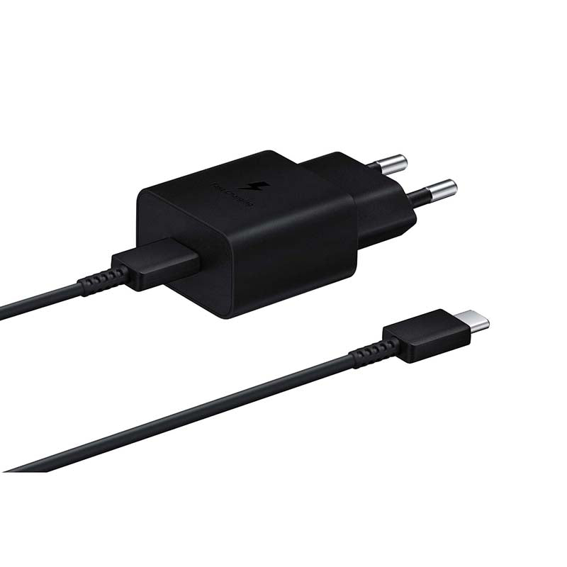Samsung 1 USB C Port Travel Adapter PD 15W with Cable Type C to Type C - Black