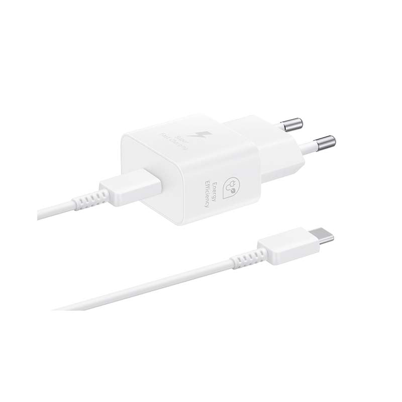 Samsung Galaxy 1 Port GAN Travel Adapter 25W with Cable - White - White