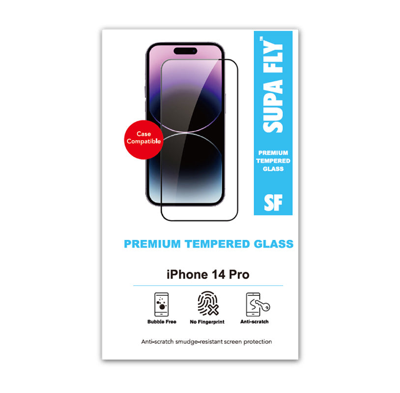 Supa Fly Apple iPhone 14 Pro Tempered Glass Screen Protector - Black