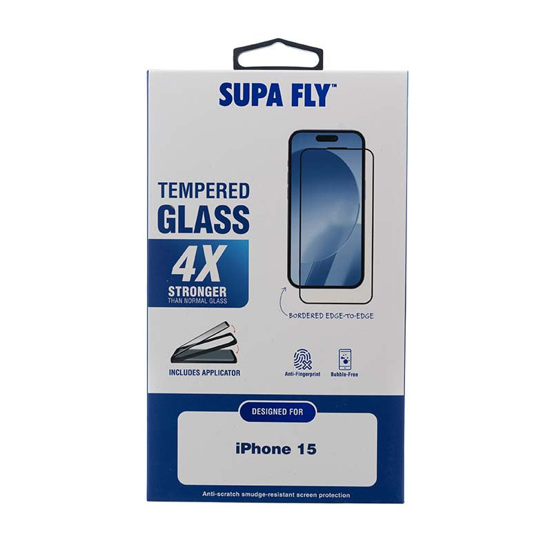Supa Fly Apple iPhone 15 Tempered Glass Screen Protector with Applicator