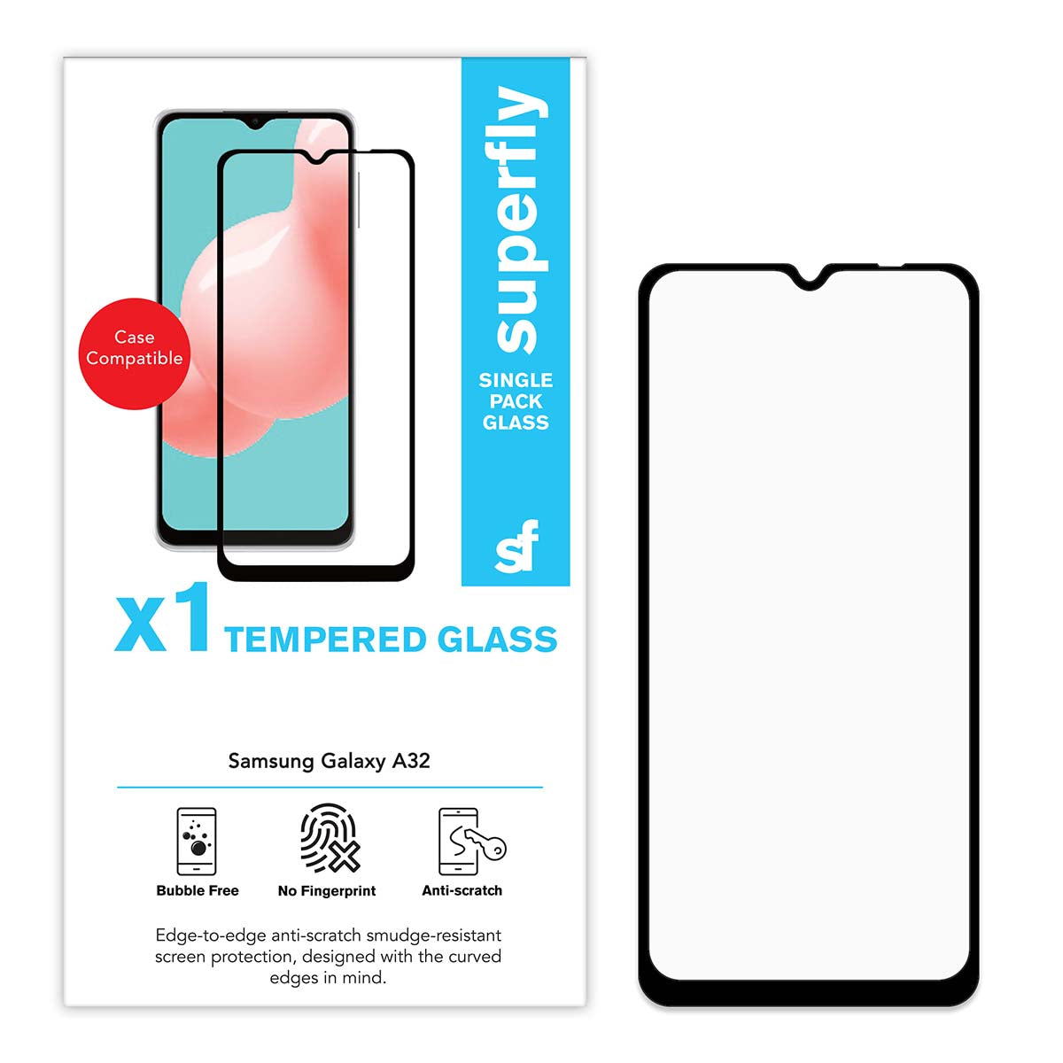 Superfly Tempered Glass Samsung Galaxy A32 4G - Black