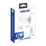 Supa Fly 17W USB A Dual Lightning Wall Charger - White