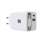 Supa Fly 50W Dual USB Wall Charger Retractable Type-C Cable - White