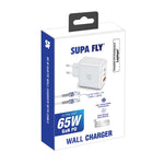 Supa Fly 65W GAN Wall Charger with Type C Cable - White