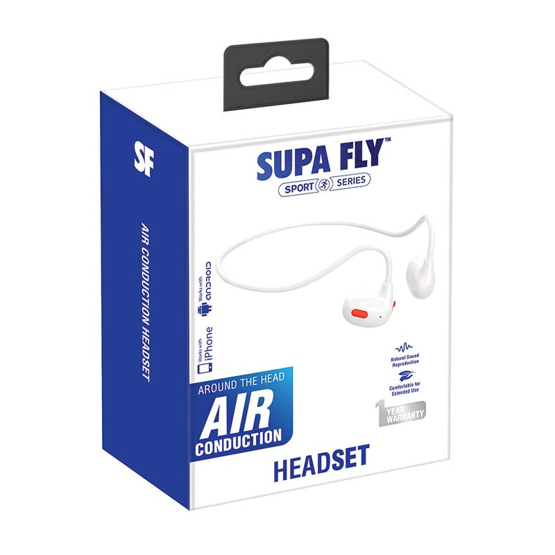 Supa Fly Sport Air Conduction Headset - White / Orange