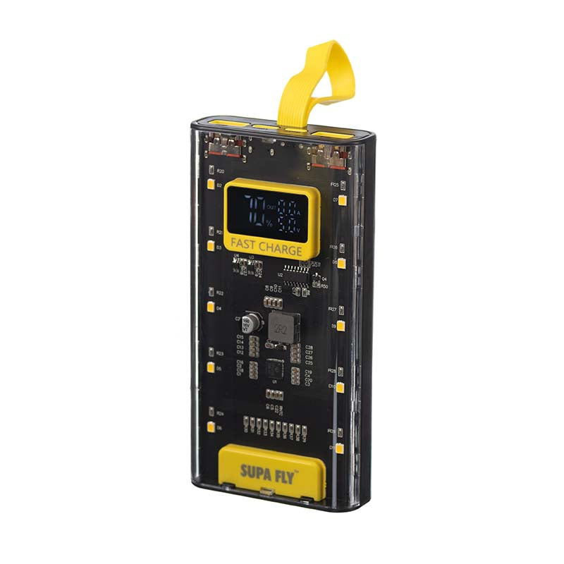 Supa Fly Circuit Series Power Bank 10000mah LCD 22.5W PD - Transparent