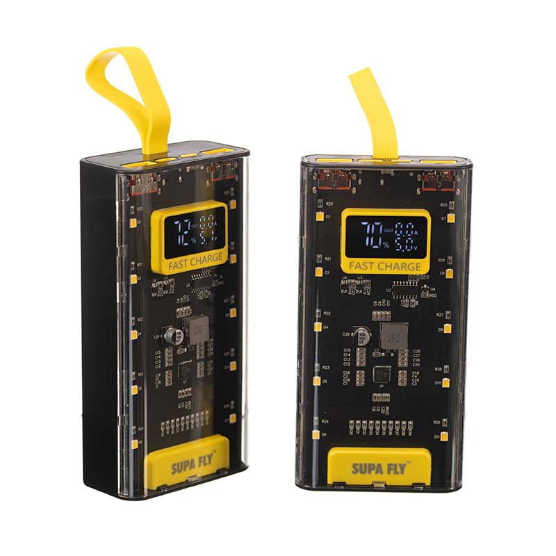 Supa Fly Circuit Series Power Bank 10000mah LCD 22.5W PD - Transparent