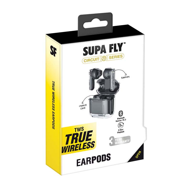 Supa Fly Circuit Series True Wireless Earbuds - Transparent