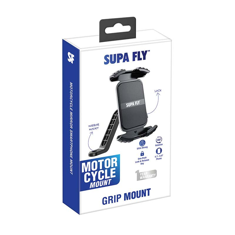 Supa Fly Motocycle Mirror Grip Mount - Black