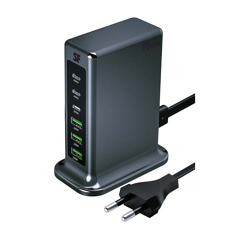 Supa Fly Signature Series 190W Smart Charging Hub 6 Port Charge Station - Grey