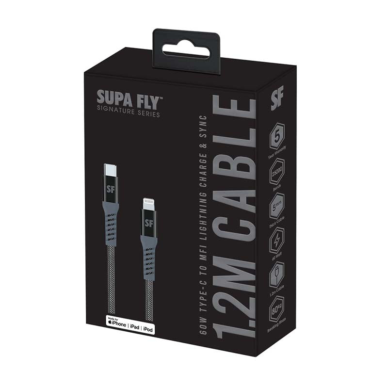 Supa Fly Signature Series Type-C to Lightning MFI Cable - Grey