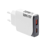 Supa Fly 20W Dual A & C Wall Charger - White & Grey