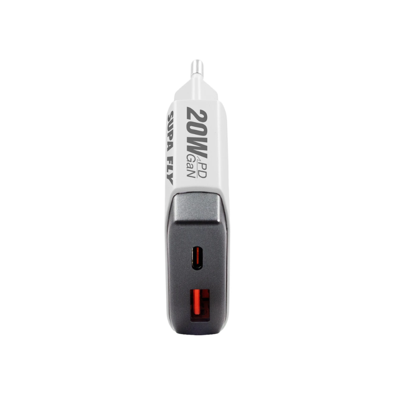Supa Fly 20W Dual A & C Wall Charger - White & Grey