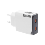 Supa Fly 20W Dual C Wall Charger with C to C Cable - White