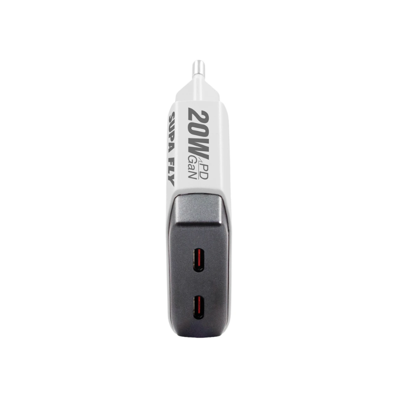 Supa Fly 20W Dual C Wall Charger with C to C Cable - White