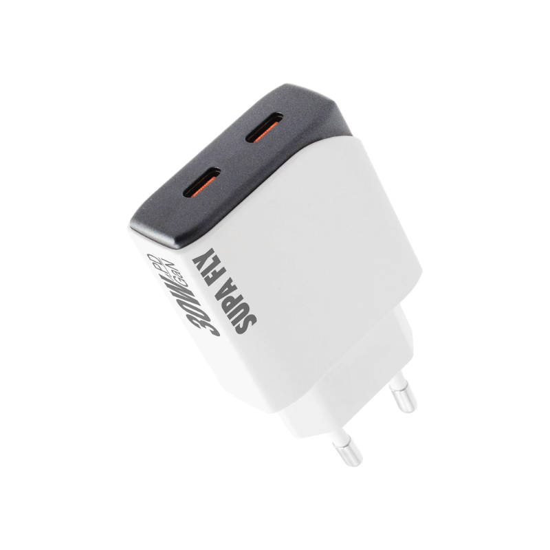 Supa Fly 30W Dual C Wall Charger - White