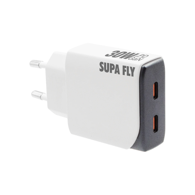 Supa Fly 30W Dual C Wall Charger - White