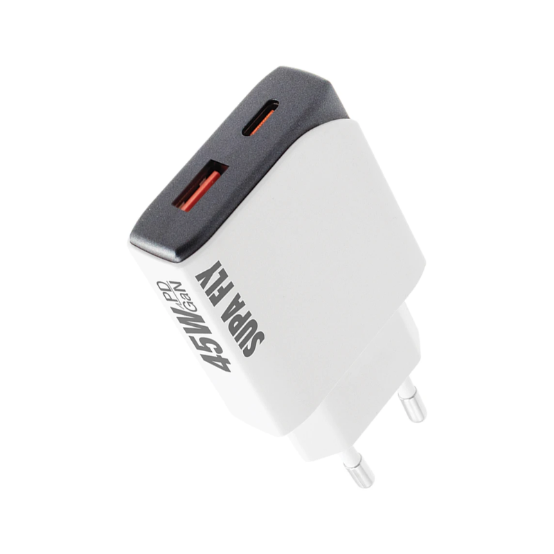 Supa Fly  45W Dual A & C Wall Charger - White